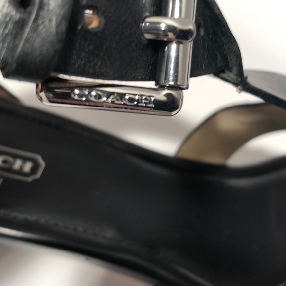 COACH T Strap Velvet Wedges Sandals (all black) - Picture 6 of 10